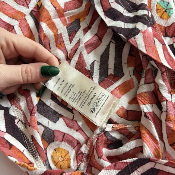 Maeve Anthropologie Short Sleeve Ruffle Yoke Blouse Shirt Top Womens Size Large - Picture 8 of 11